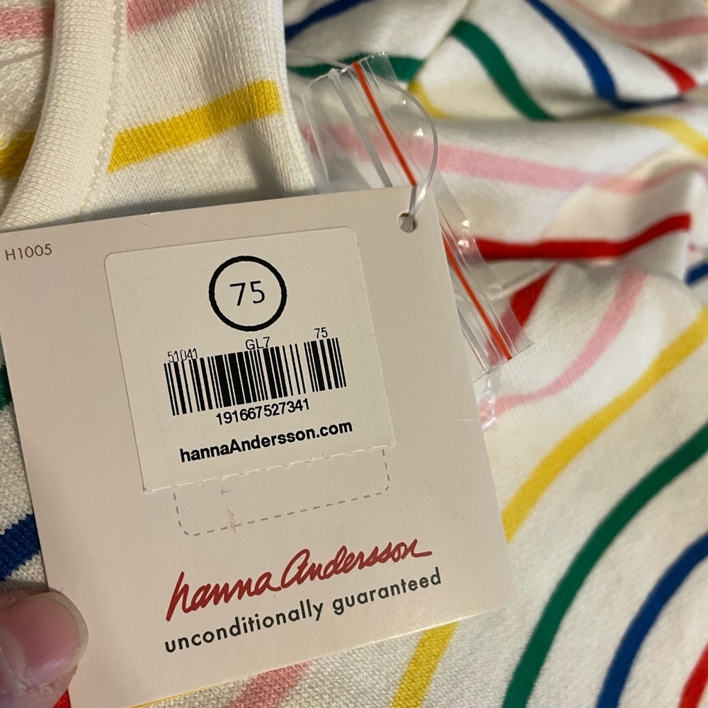 NWT Hanna Andersson white rainbow striped baby overalls sz 75 ( 12 to 18mths) - Picture 8 of 8
